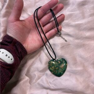 Heart Pendant Necklace with Black Cord